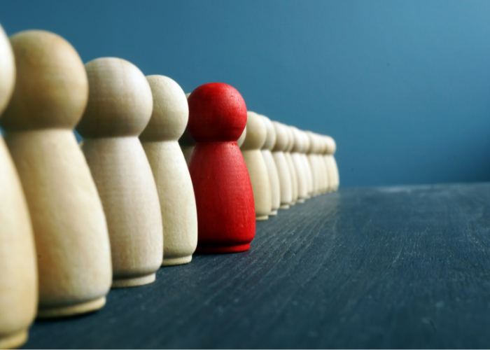 wooden pieces one red piece