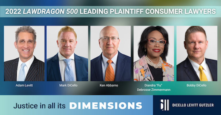 Five DiCello Levitt Partners Recognized as Lawdragon “500 Leading Plaintiff Consumer Lawyers” for 2022