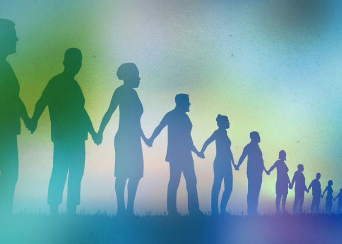 People holding hands.