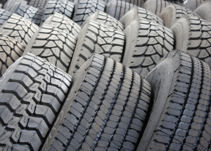 Rows of black rubber tires.