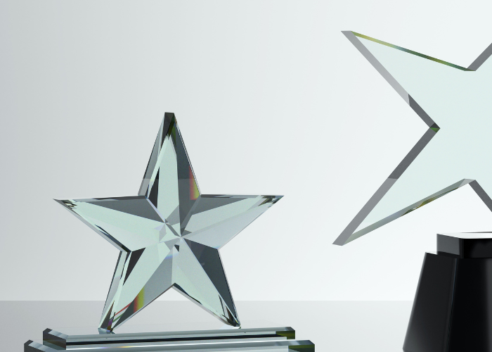 Silver star trophies.