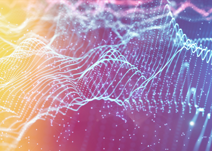 Abstract data field with bright color gradient overlaying