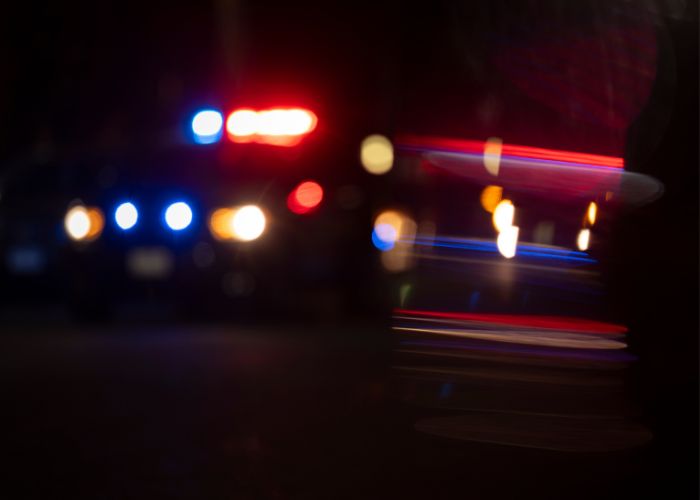 Abstract image of blurred police lights