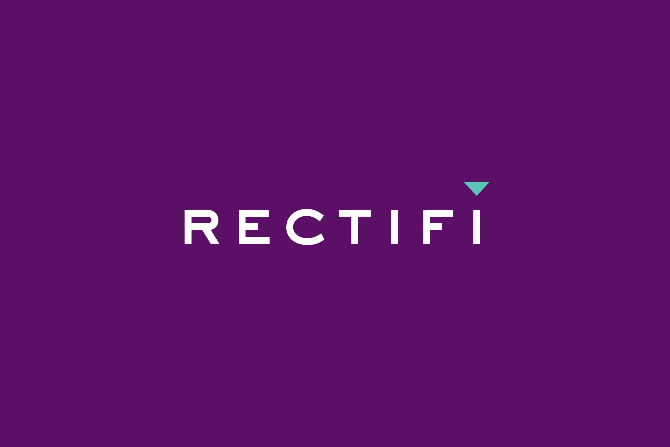 White Rectifi logo over purple background for personal injury brand launch