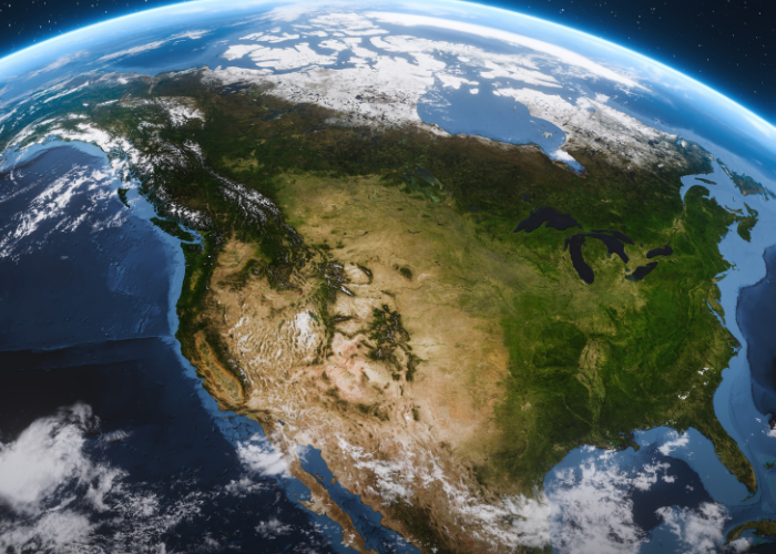 View of north america from space.