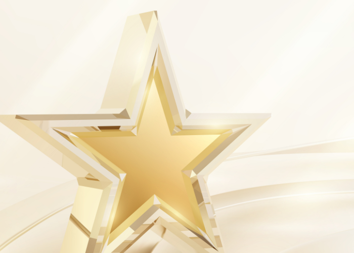 Golden star glass trophy.